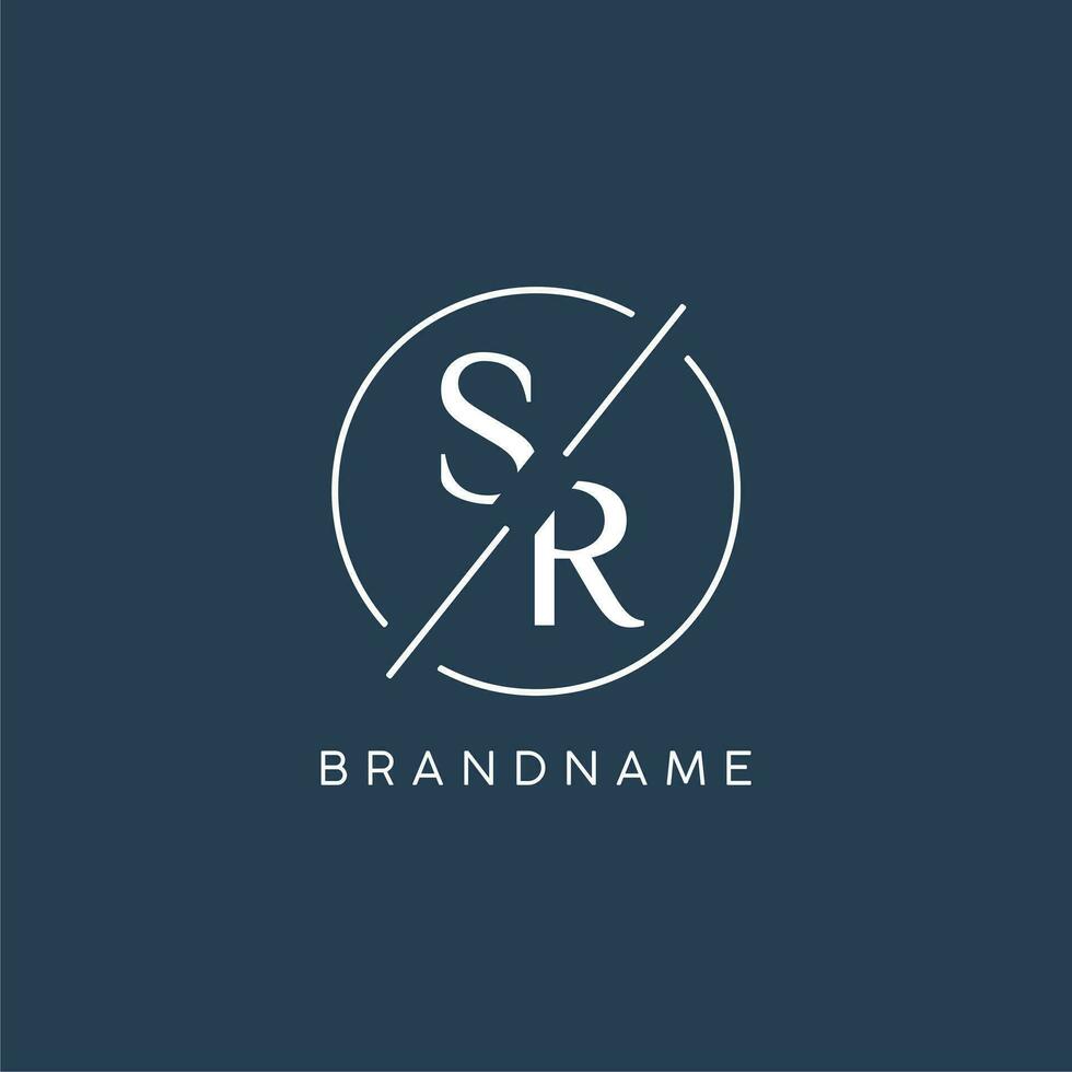 eerste brief sr logo monogram met cirkel lijn stijl vector