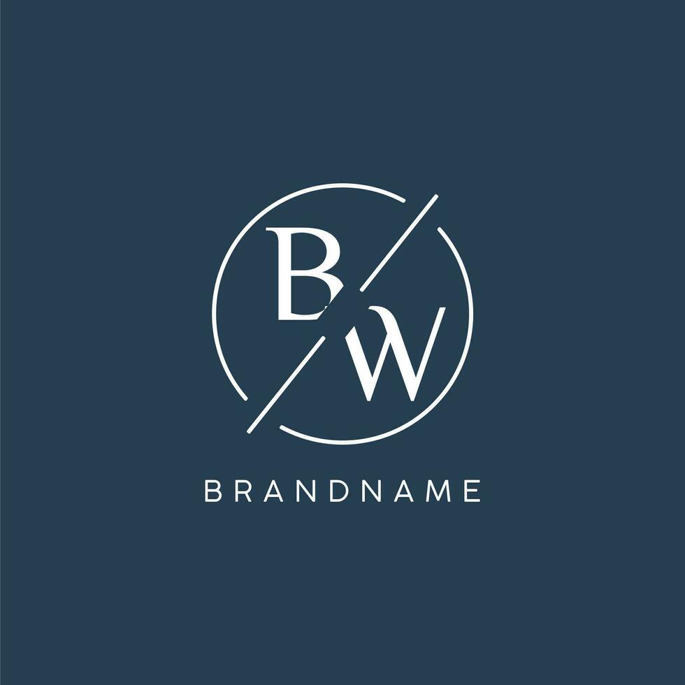 eerste brief bw logo monogram met cirkel lijn stijl vector