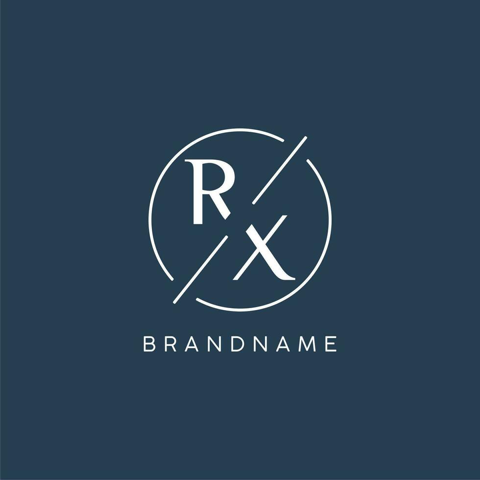 eerste brief rx logo monogram met cirkel lijn stijl vector