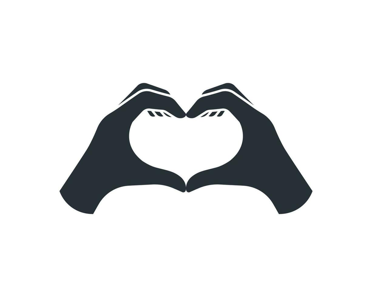 icoon twee handen in de vorm van een hart. vector