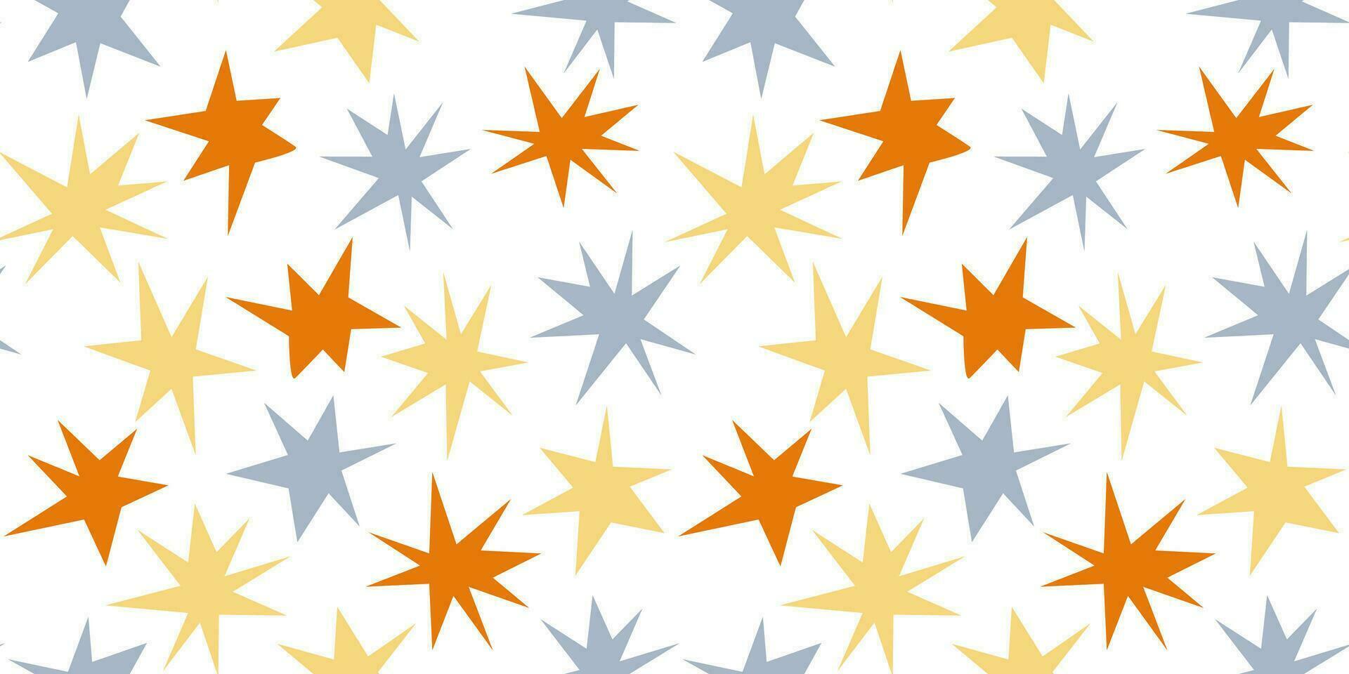 naadloos patroon met kleurrijk hand- getrokken abstract sterren Aan wit achtergrond in vlak tekenfilm stijl. voor achtergrond, verpakking, textiel vector
