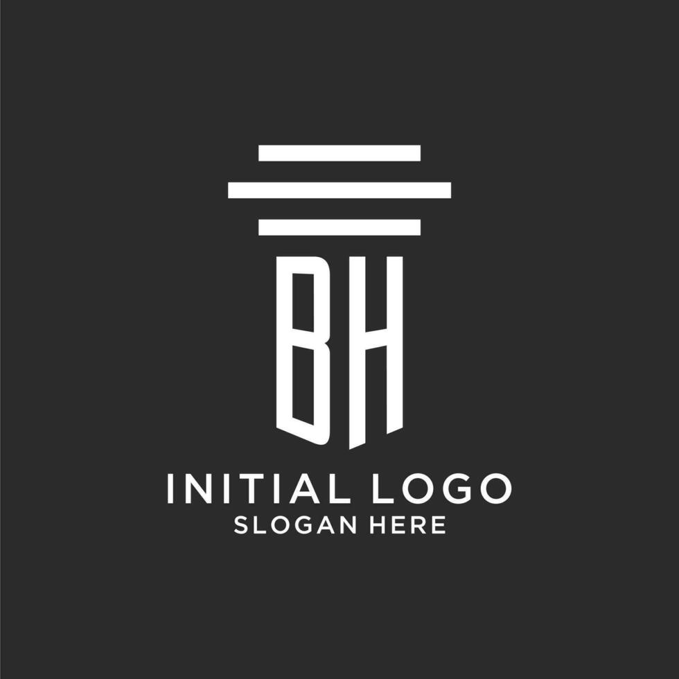 bh initialen met gemakkelijk pijler logo ontwerp, creatief wettelijk firma logo vector