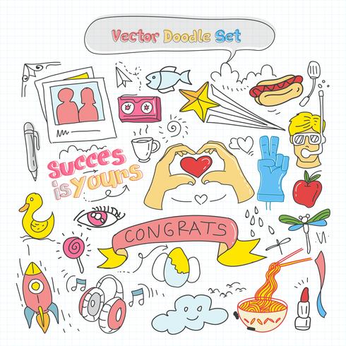 Vector kleurrijke Doodle Set