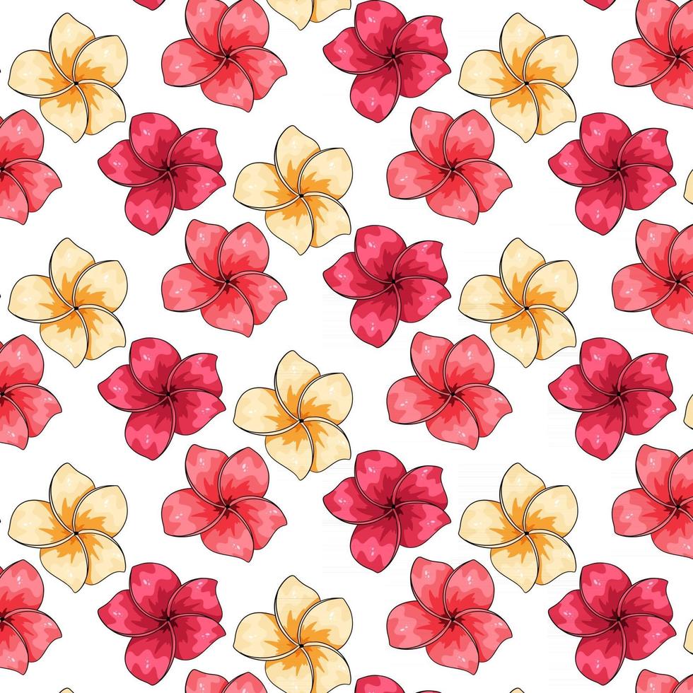 tropisch patroon met exotische bloemen in cartoon stijl vector