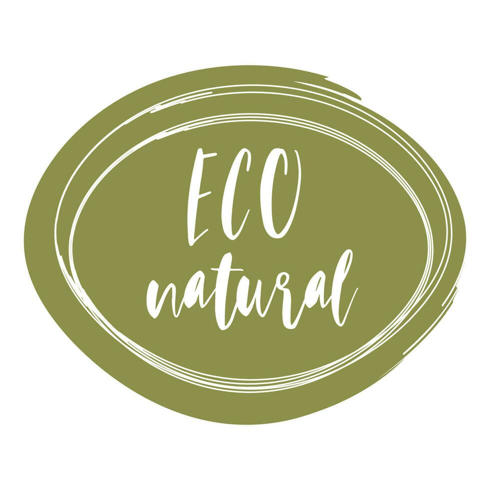eco, bio, veganistisch eten stickers sjabloon, logo met bladeren voor biologische en milieuvriendelijke producten. eco-stickers voor het labelen van pakket, voedsel, cosmetica. handgetekende stijl. vector