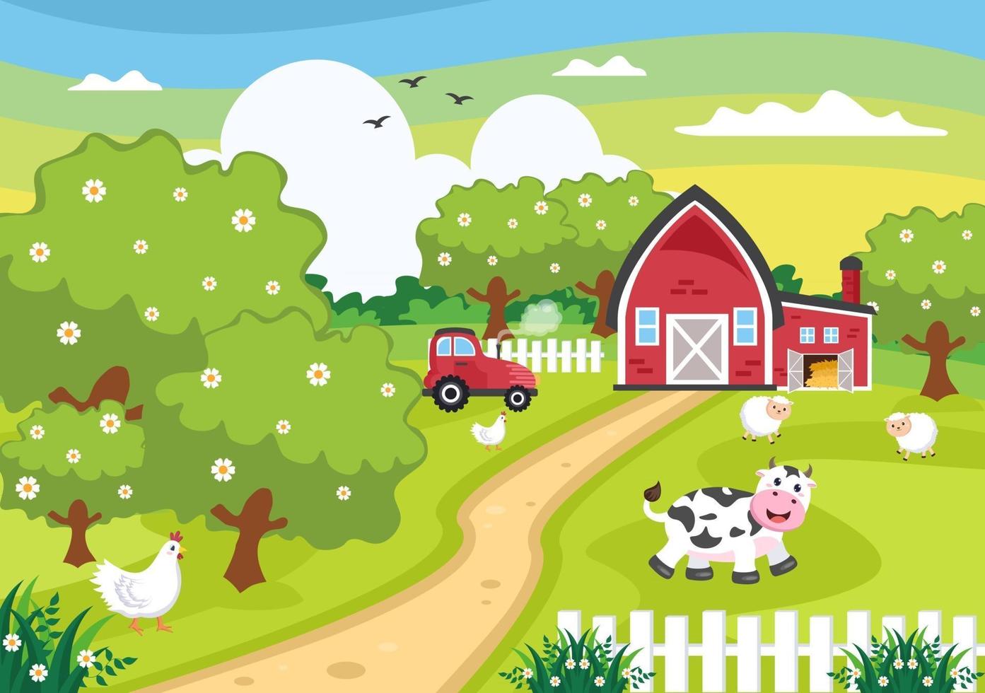 schattige cartoon boerderijdieren illustratie vector