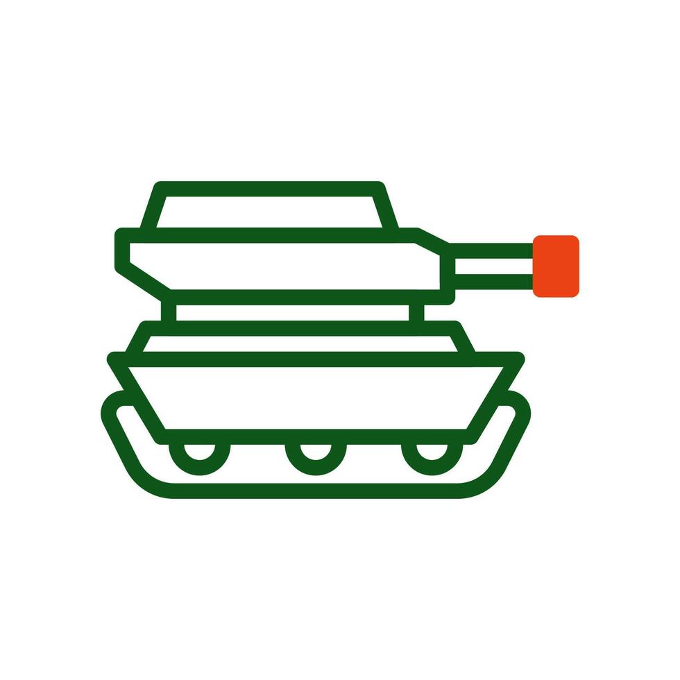 tank icoon duotoon groen oranje kleur leger symbool perfect. vector