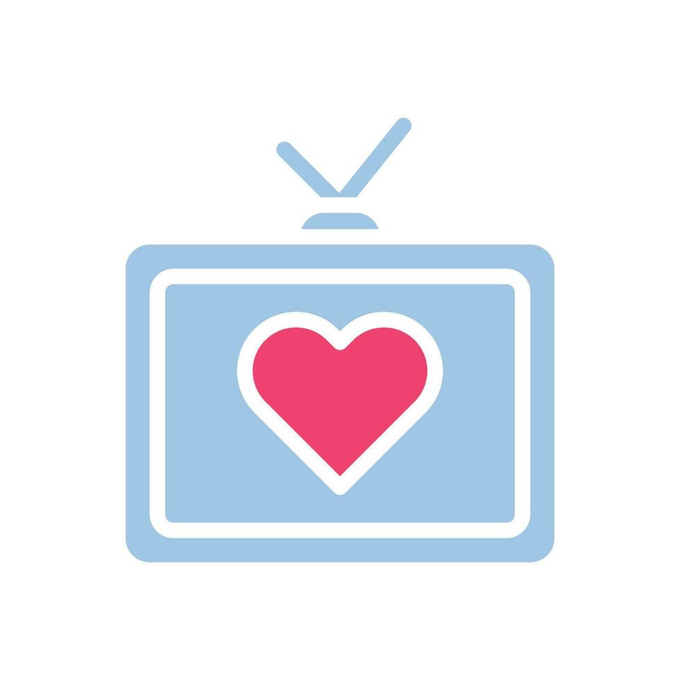 TV liefde icoon solide blauw roze stijl Valentijn illustratie symbool perfect. vector