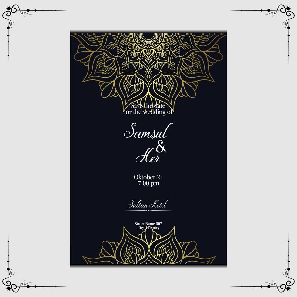 luxe gouden mandala sierlijke achtergrond voor bruiloft uitnodiging, boekomslag met mandala element stijl premium vector