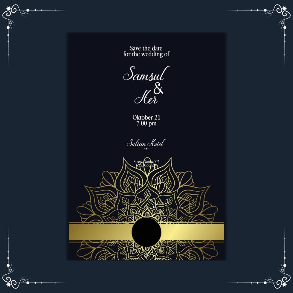 luxe gouden mandala sierlijke achtergrond voor bruiloft uitnodiging, boekomslag met mandala element stijl premium vector