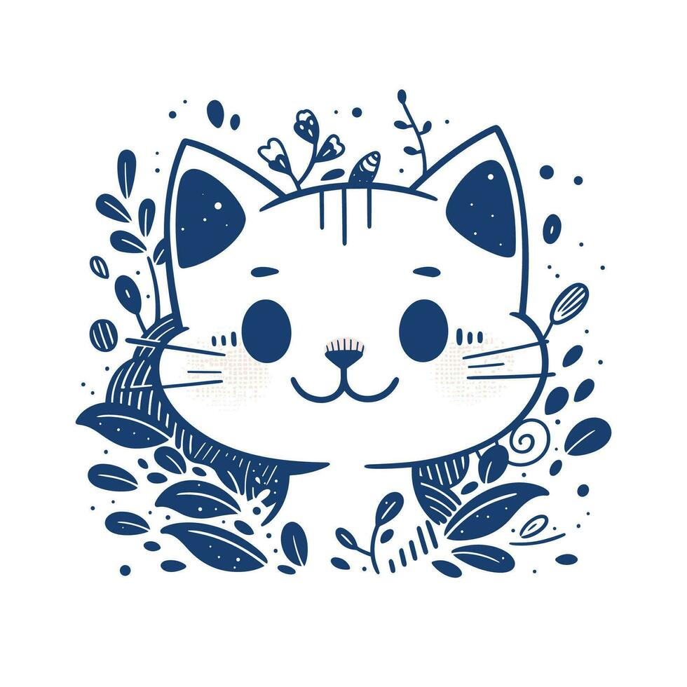 gelukkig schattig kat portret geïsoleerd Aan wit achtergrond, pot karakter illustratie in vlak stijl, grappig hond logo ontwerp vector