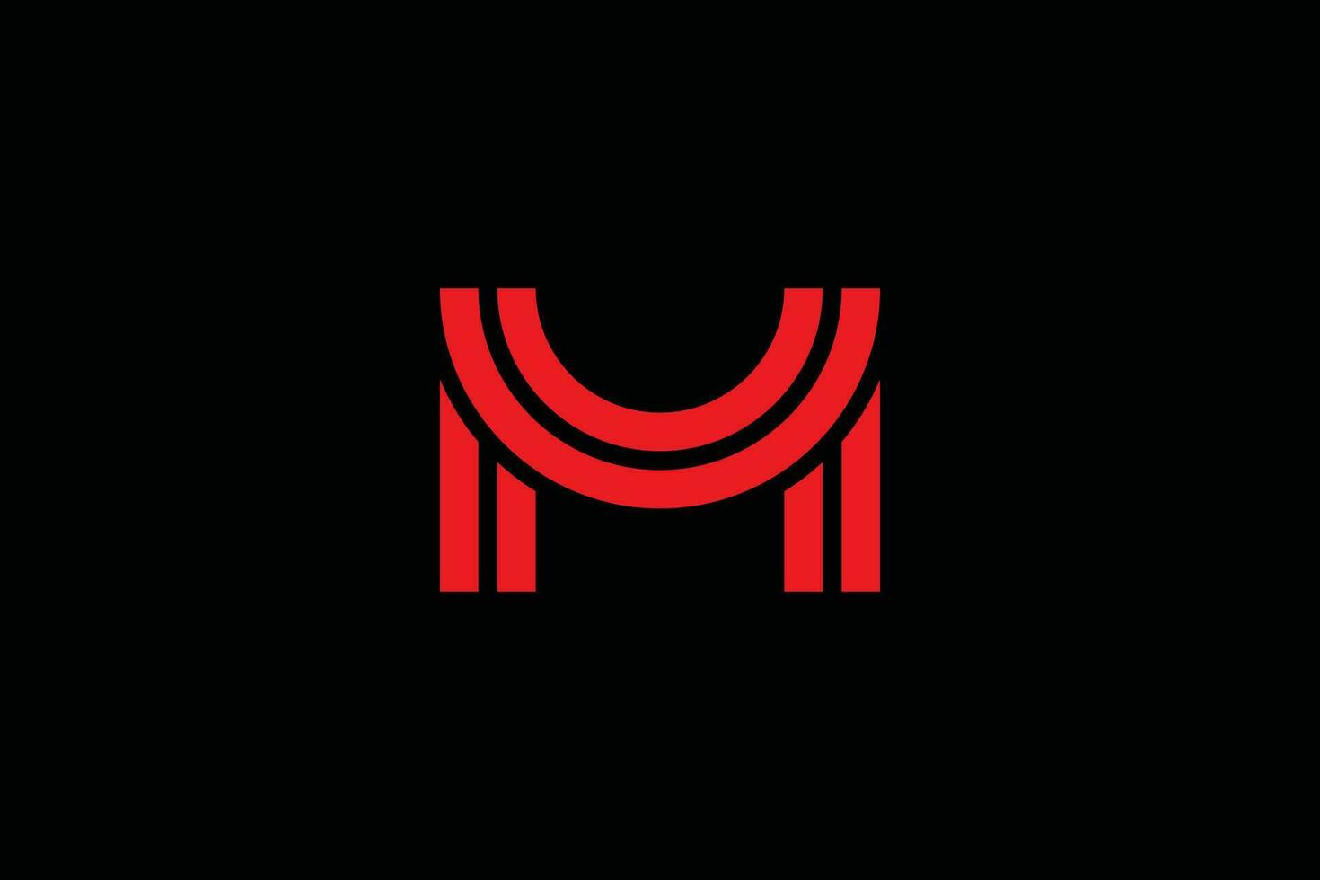 rood m brief logo twee lijnen modern monogram symbool, mockup bedrijf kaart embleem. vector