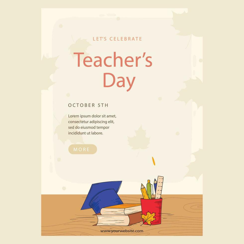 hand- getrokken leraren' dag verticaal poster sjabloon vector
