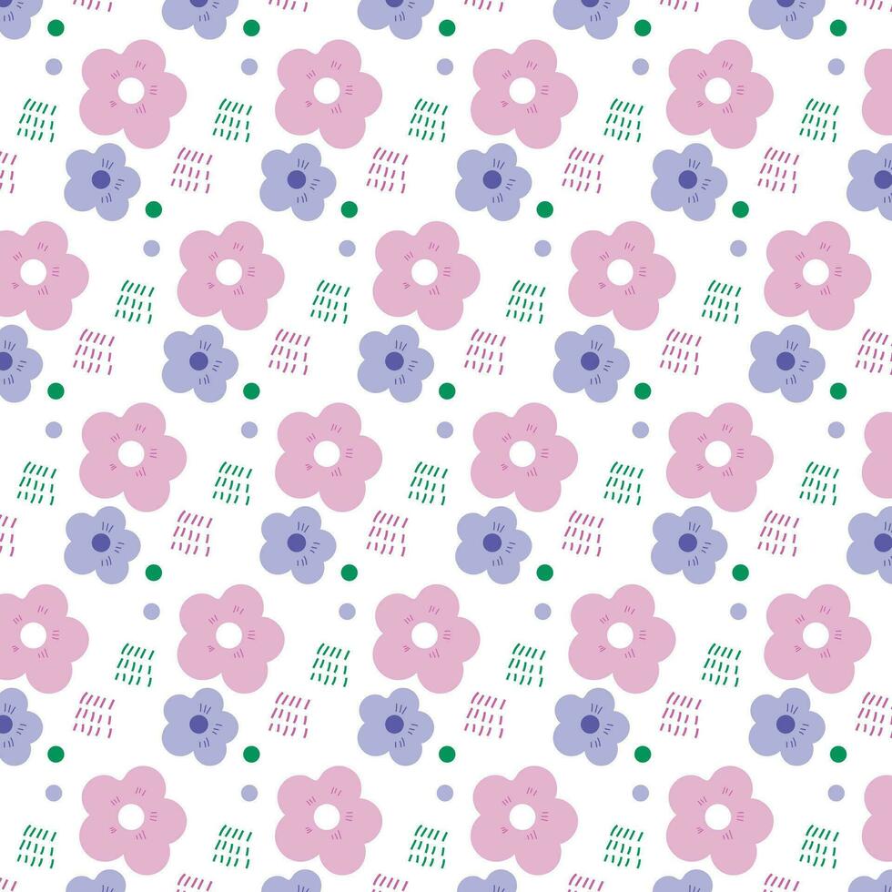 Purper en paars schattig bloemen herhaling achtergrond patroon vector