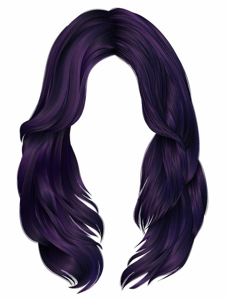 modieus vrouw lang haren Purper kleuren . schoonheid mode . realistisch grafisch 3d vector