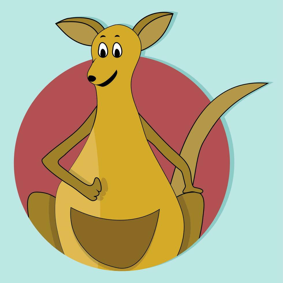 tekenfilm gelukkig kangoeroe icoon vlak kleur. Australië icoon met kangoeroe vector illustratie