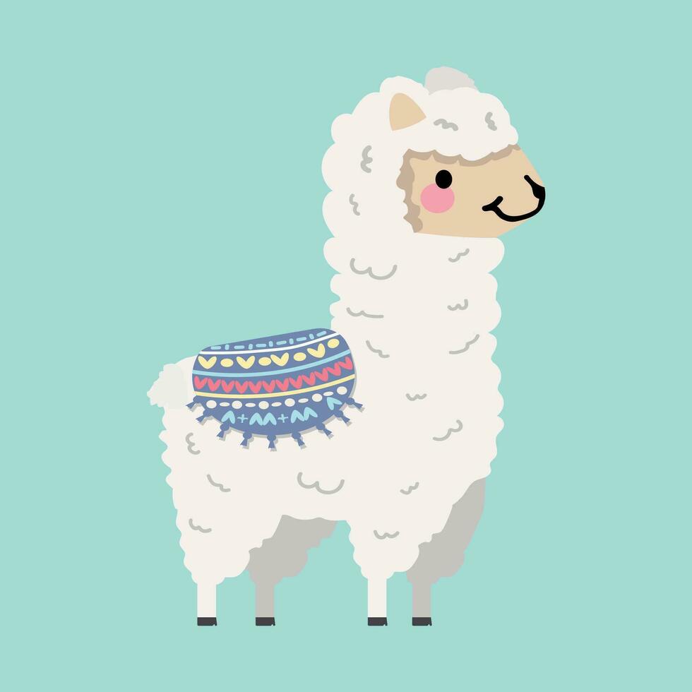 schattig lama of alpaca tekenfilm vlak vector