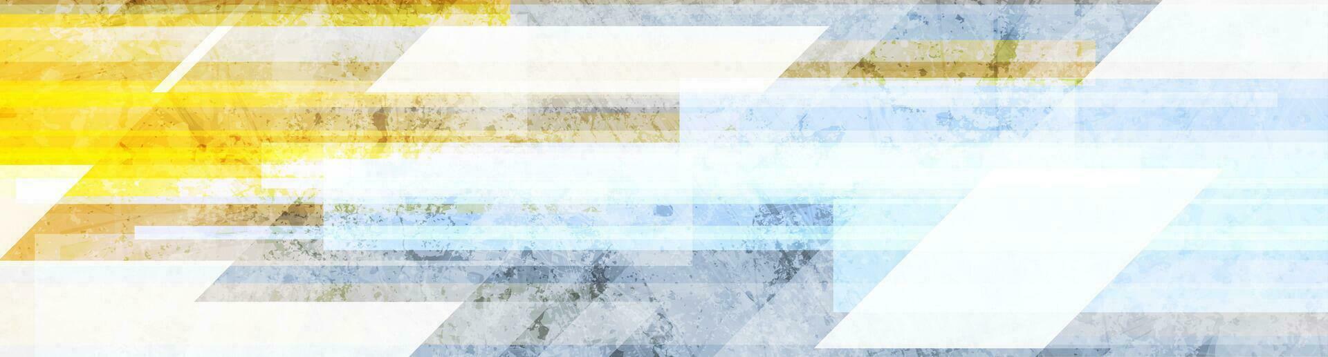 geel en blauw grunge meetkundig abstract breed achtergrond vector