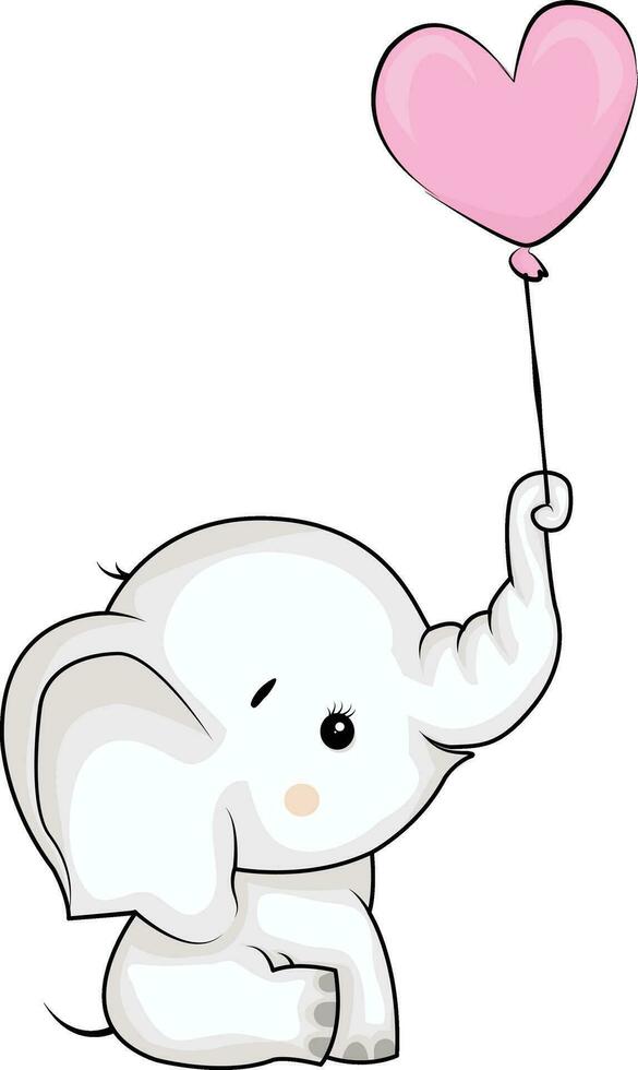 schattig tekenfilm olifant met een ballon vector