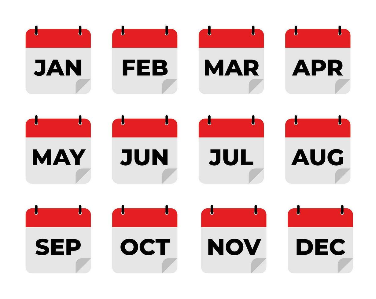 vecter gemakkelijk icoon kalender, maand van de jaar, verzameling van kalender symbolen. vector