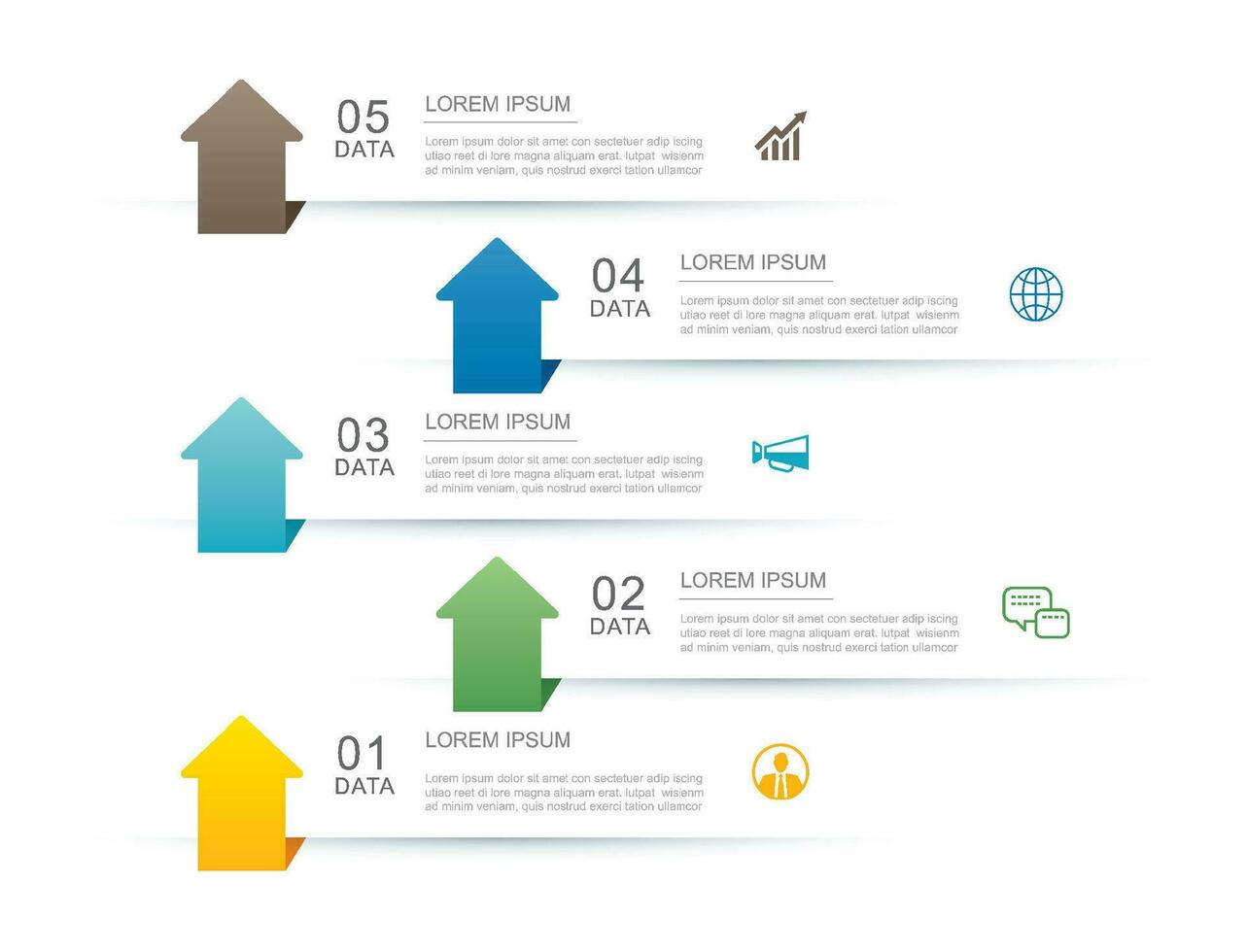 5 gegevens infographics pijl tab papier inhoudsopgave tijdlijn sjabloon. vector illustratie abstract achtergrond.