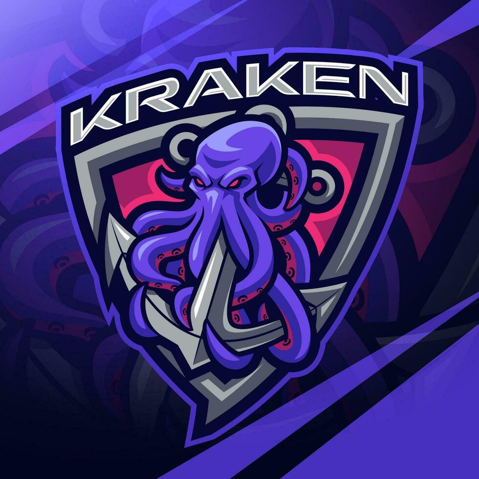 kraken esport mascotte logo ontwerp vector