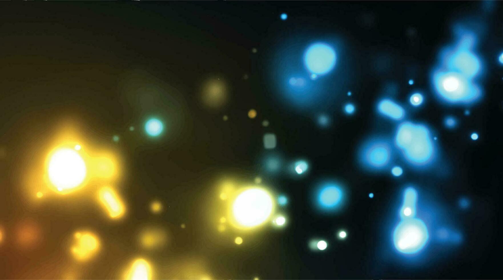 achtergrond van abstract schitteren lichten. blauw, goud en zwart. de gefocust. vector