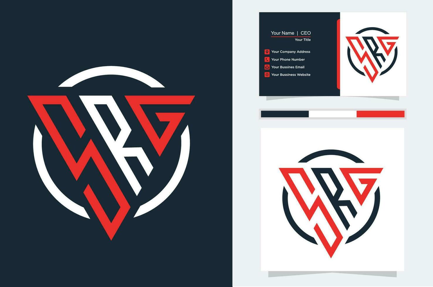 eerste brief s r g driehoek monogram modern logo rood en zwart vector