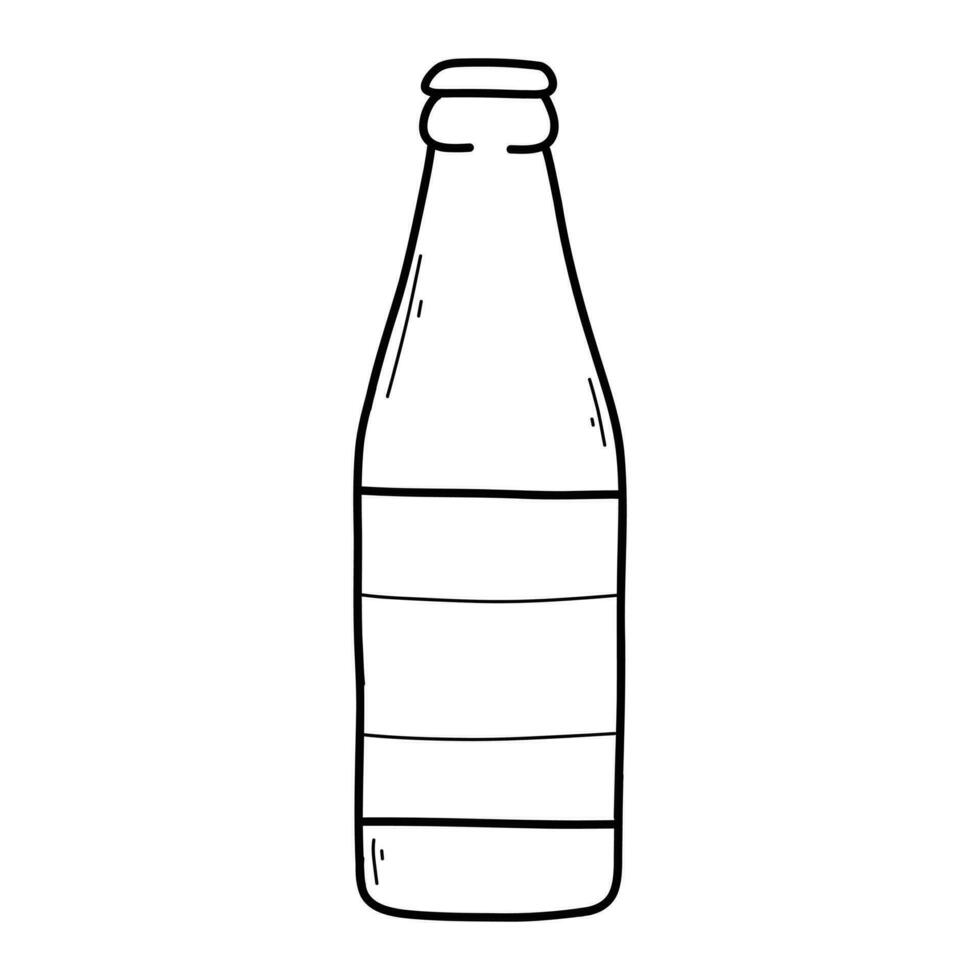 fles van bier in tekening stijl. vector illustratie. lineair glas fles.