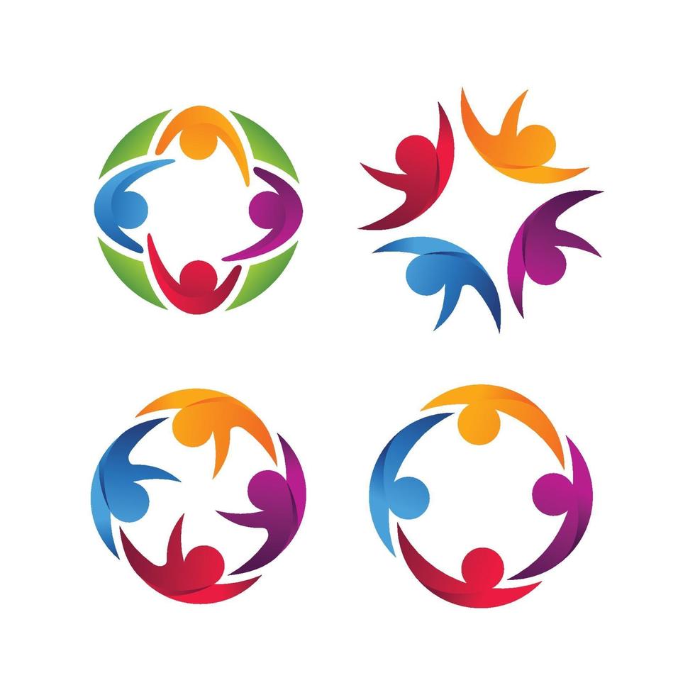 eenheid menselijke stichting team logo vector sjabloon set