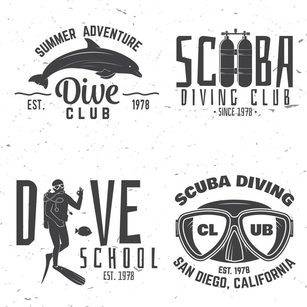 reeks van scuba duiken club en duiken school- ontwerp. vector