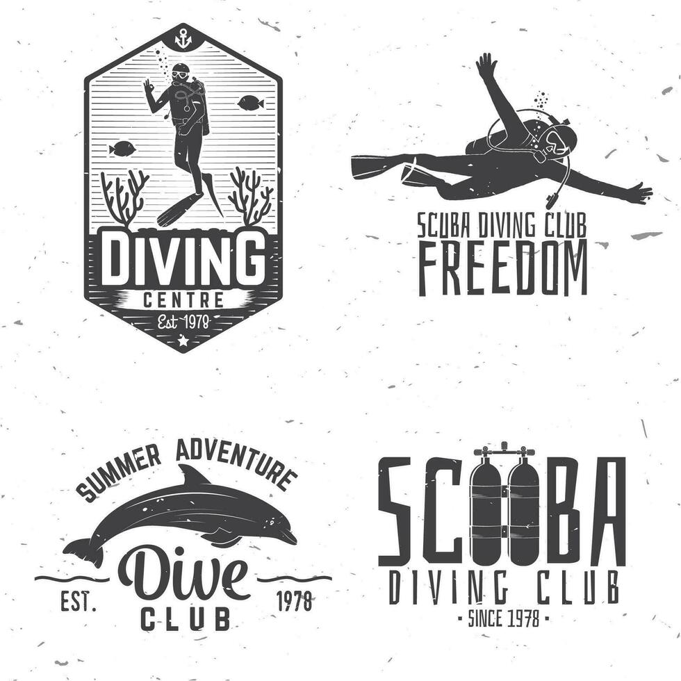 reeks van scuba duiken club en duiken school- ontwerp. vector