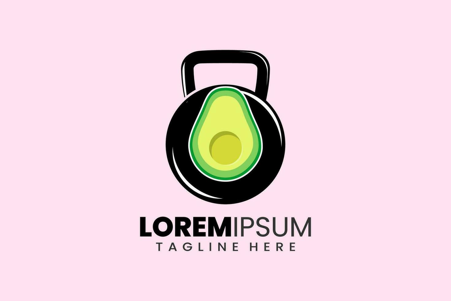 geschiktheid Sportschool vector logo met avocado kettlebell