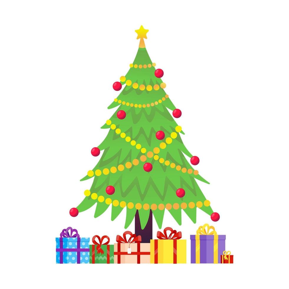 kerstboom spar vlakke stijl ontwerp pictogram teken vectorillustratie. vector
