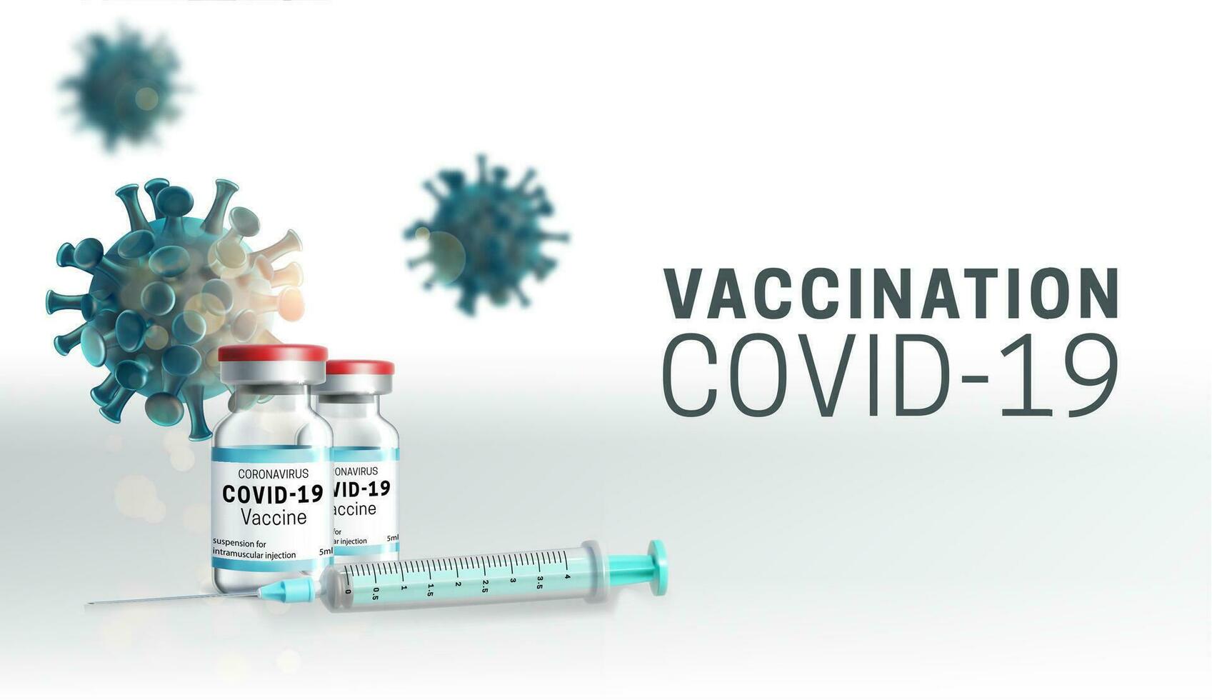 realistisch gedetailleerd 3d covid-19 of coronavirus vaccinatie concept poster kaart. vector