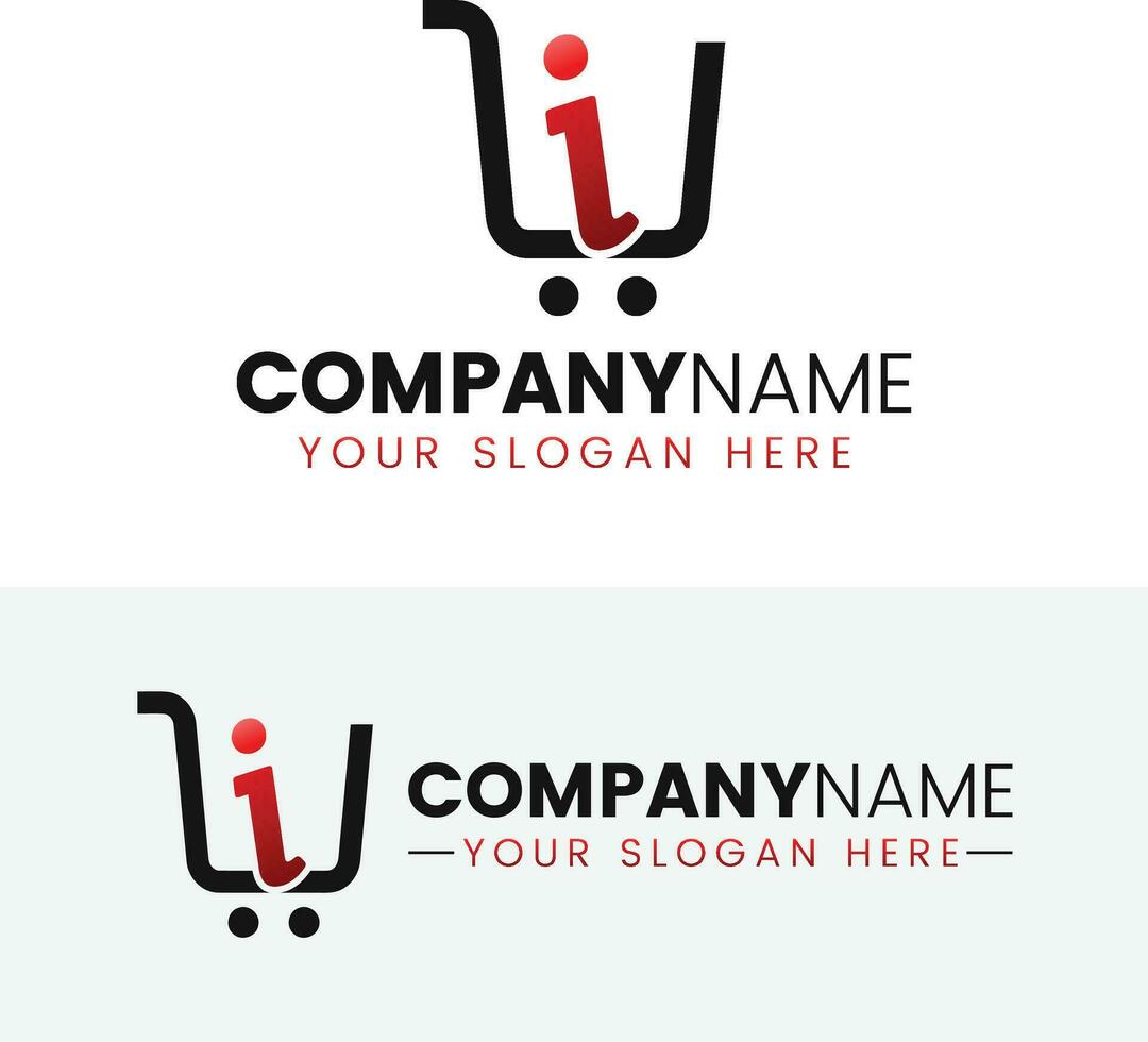 trolley winkel en brief ik logo vector