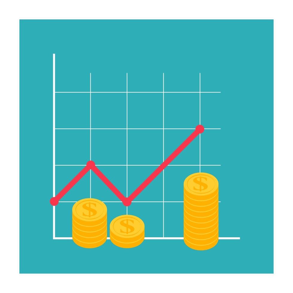 financieel groeiconcept. financiële prestaties van rendement op investering roi met pijl. vector illustratie