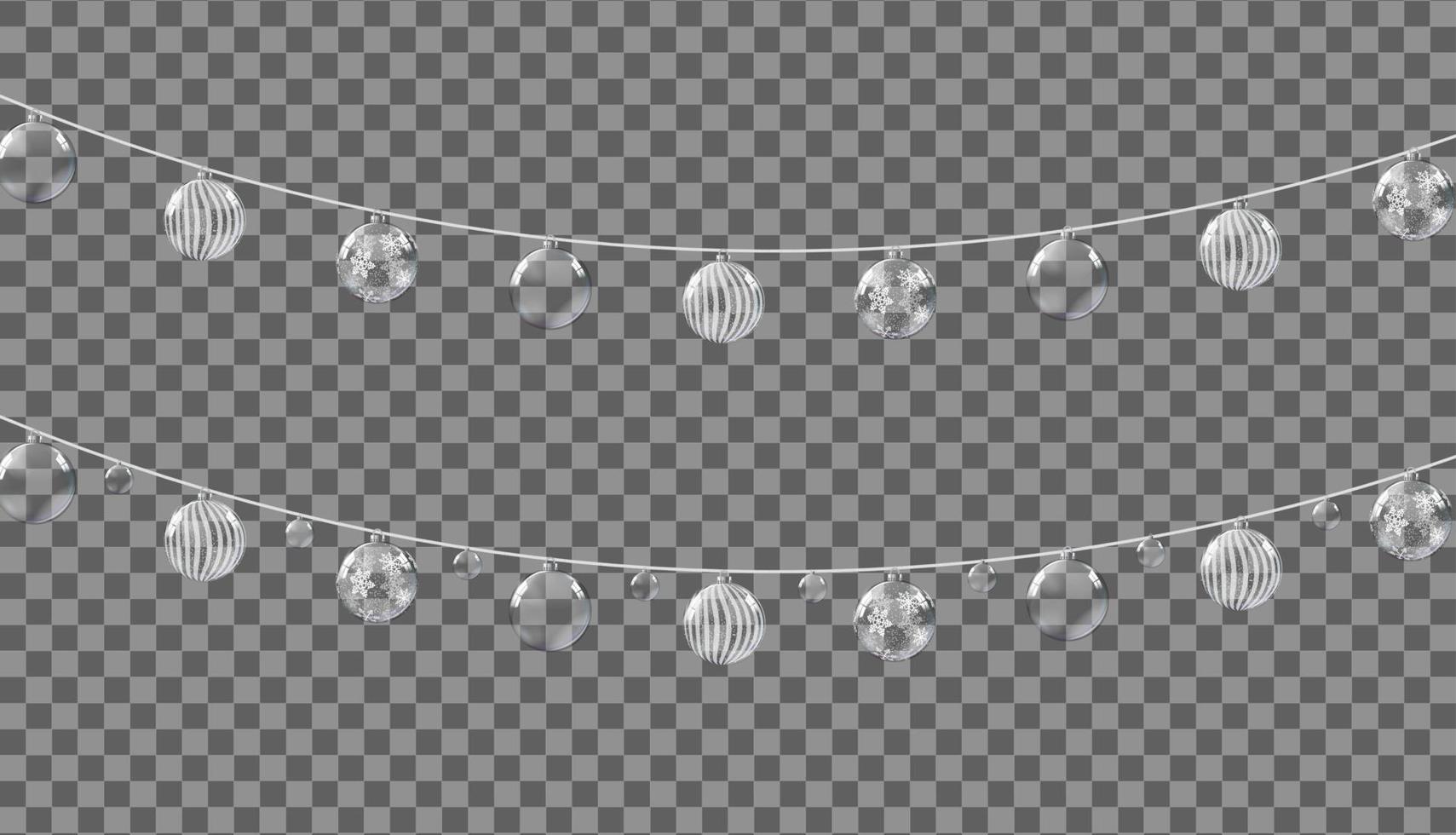 kerstversiering, slingers met ballen geïsoleerd op transparante achtergrond. vector illustratie