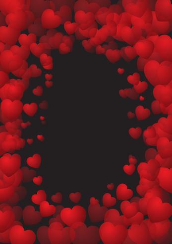 Valentijnsdag achtergrond met hart frame vector