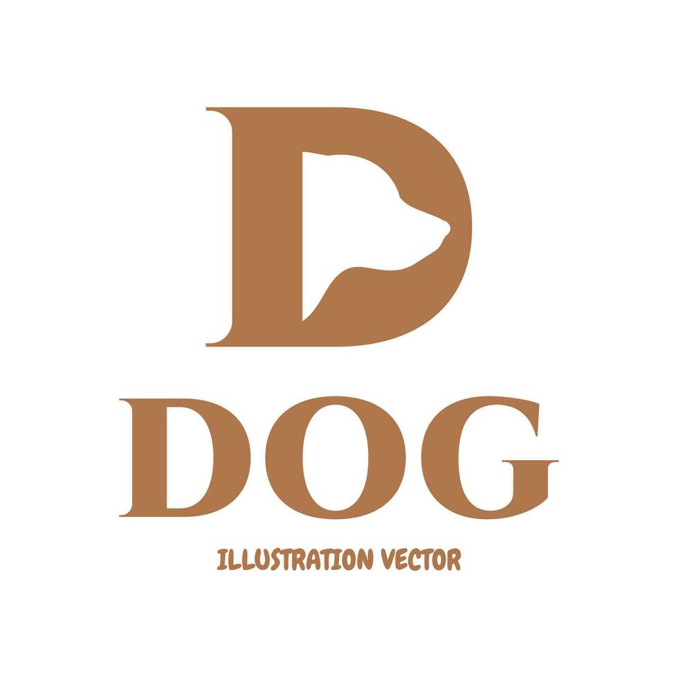 d brief en hond hoofd illustratie symbool ontwerp vector