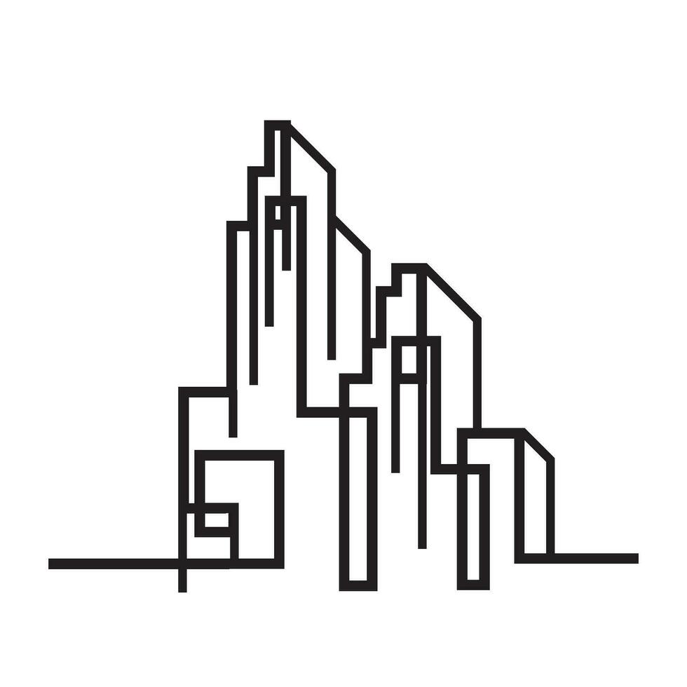 stad gebouw lijn kunst vector icoon ontwerp illustratie sjabloon