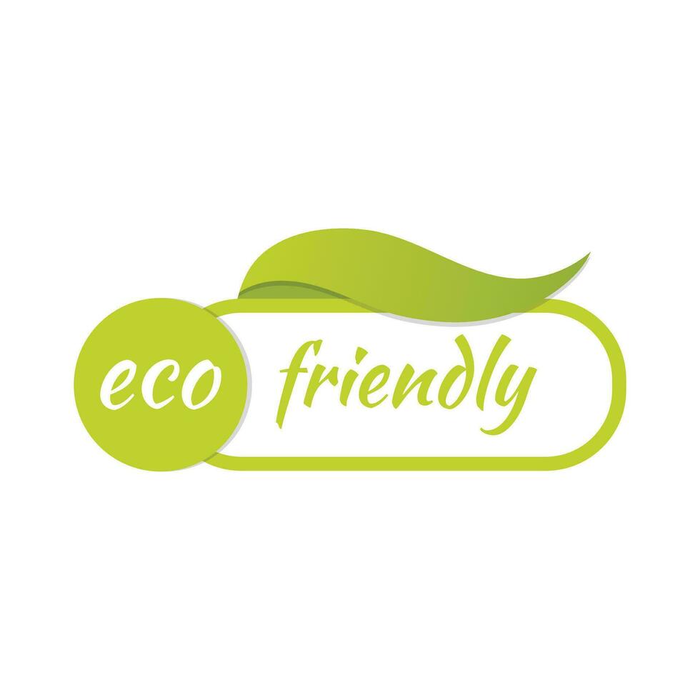 eco vriendelijk producten sticker, label, insigne en logo. ecologie icoon. logo sjabloon met bladeren voor biologisch en eco vriendelijk producten. vector illustratie