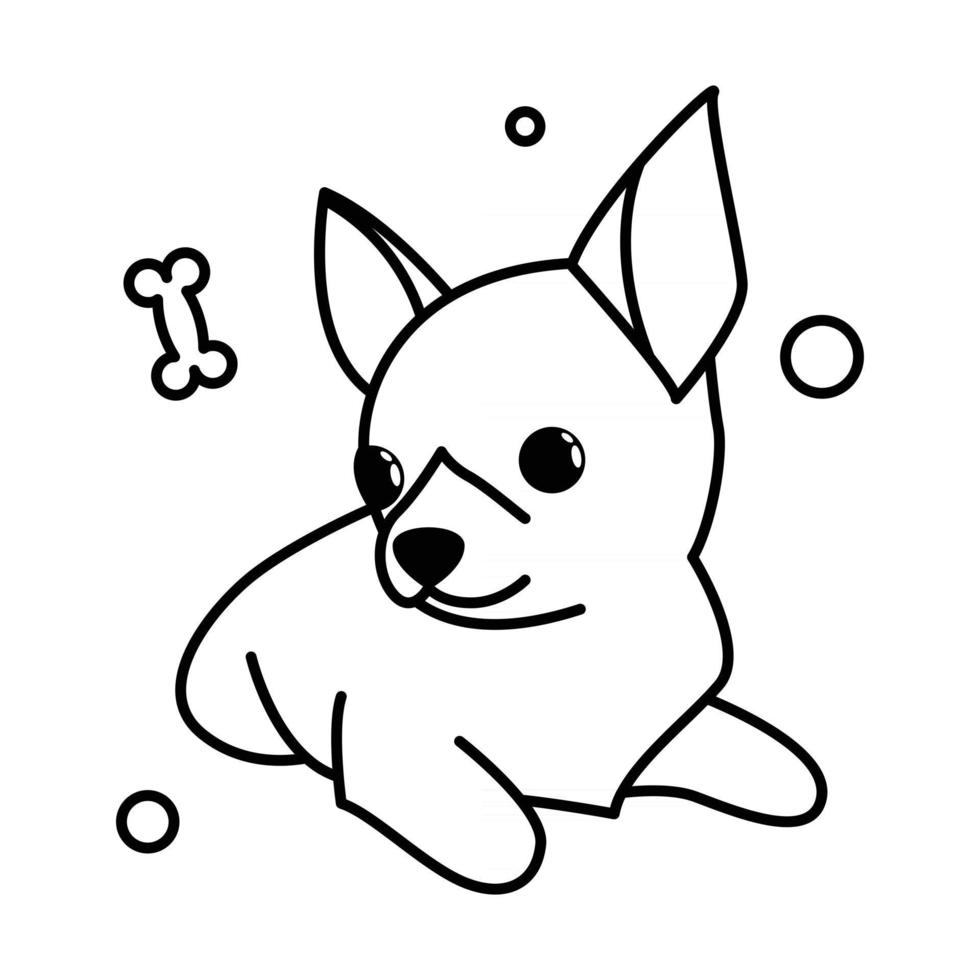 schattige cartoon vector illustratie icoon van een chihuahua puppy hondje. het is een overzichtsstijl.