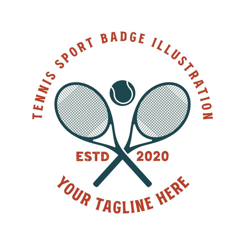 wijnoogst gekruiste tennis racket en bal voor sport club wedstrijd liga insigne embleem vector