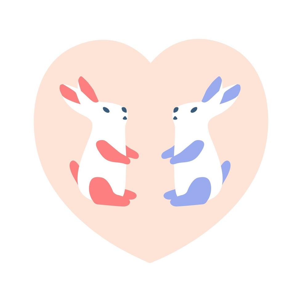 schattige konijnen wenskaart vector