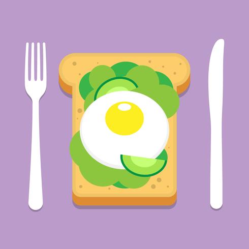 Avocado Toast met gebakken ei illustratie vector