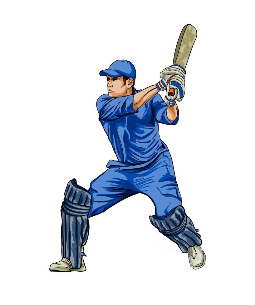 abstracte batsman cricket spelen van splash van aquarellen, gekleurde tekening, realistisch. vectorillustratie van verf vector