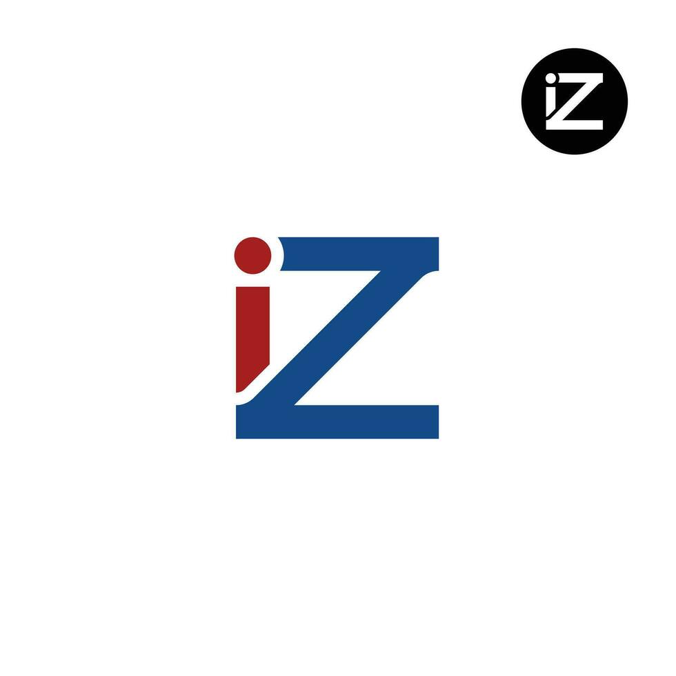 brief iz zi monogram logo ontwerp vector