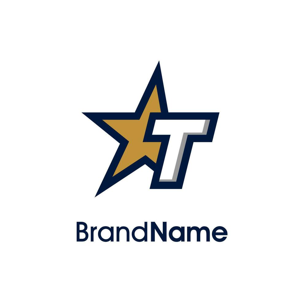 eerste t goud ster logo vector