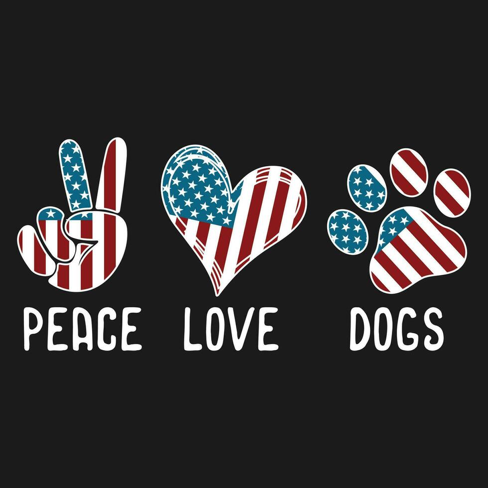 vrede liefde honden t-shirt, grappig geschenk hond minnaar vrede liefde honden puppy poot t-shirt vector